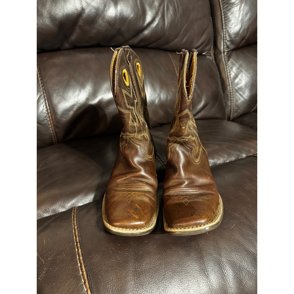 Ariat Western Boots Kids Size 5 1/2 Brown Square Toe Leather Pull On 10010838